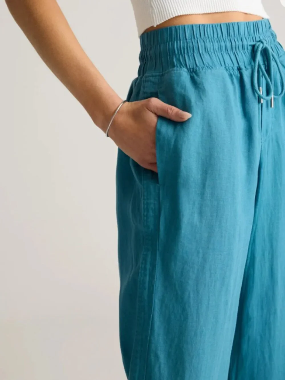 Quince 100% European Linen Wide Leg Pants Mineral Blue S NWT